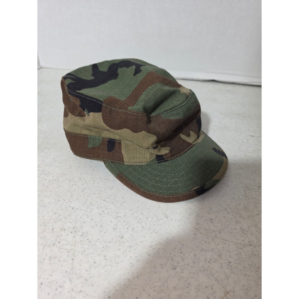 Atlas Headwear Patrol Cap Mens 7 3/8 Camo Excellent Woodland Ripstop Hat